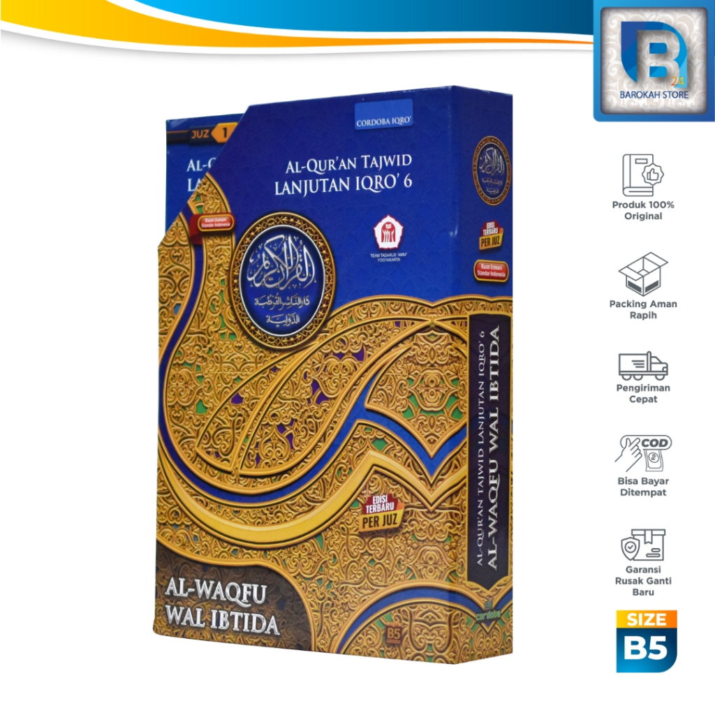 Al Quran Al Waqfu Wal Ibtida B5 Box Tanpa Terjemah Tajwid Lanjutan Iqro 6 Per Juz Edisi Terbaru Cord