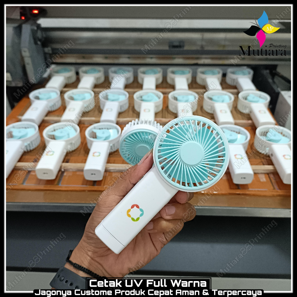 [ KIPAS ANGIN MINI PORTABLE CUSTOM UV FULL WARNA ] Kipas Mini Custome / Suvenir  Kipas mini Costum
