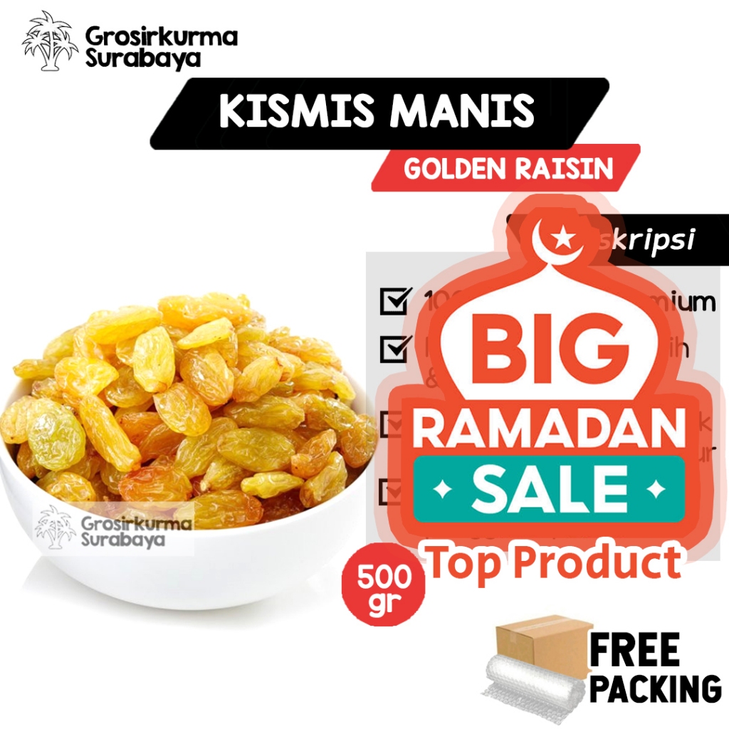 

Kismis Anggur Golden Raisin 500gr Manis Asam Enak Untuk Camilan Pengganti Permen Oleh-oleh Haji Umro