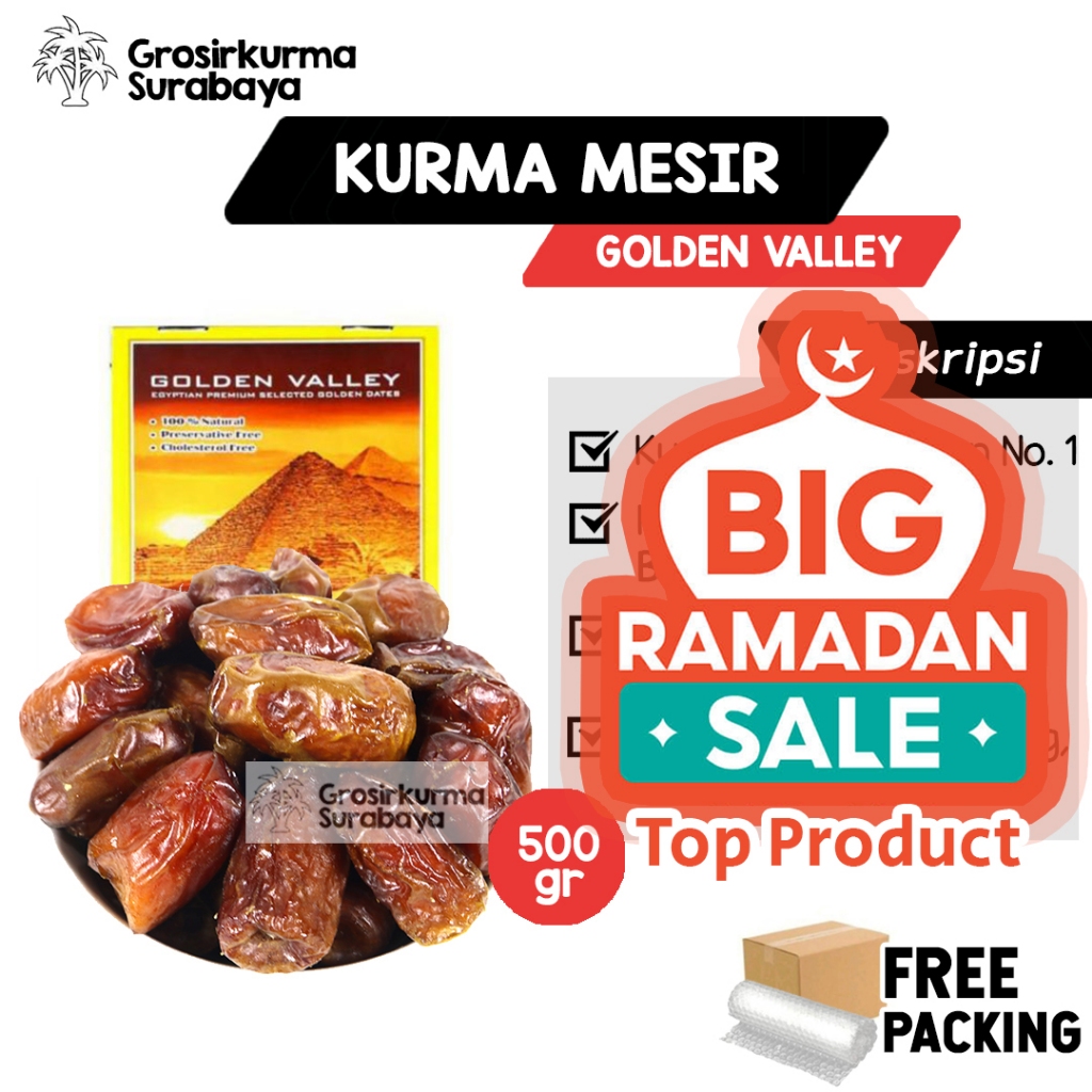 

Kurma Mesir Madu Premium 500gr Golden Valley Gizza & Nabeez Enak Buka Puasa Sukari Ajwa Tunisia Palm