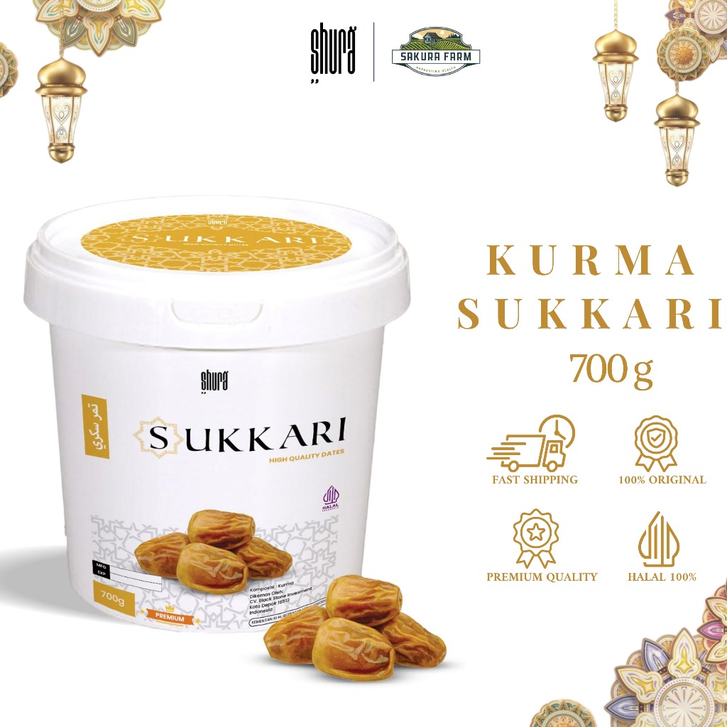 

Shura Kurma Sukari 700gr Premium Original High Quality Kurma Raja Sukkari Dates Basah Lembut Quality