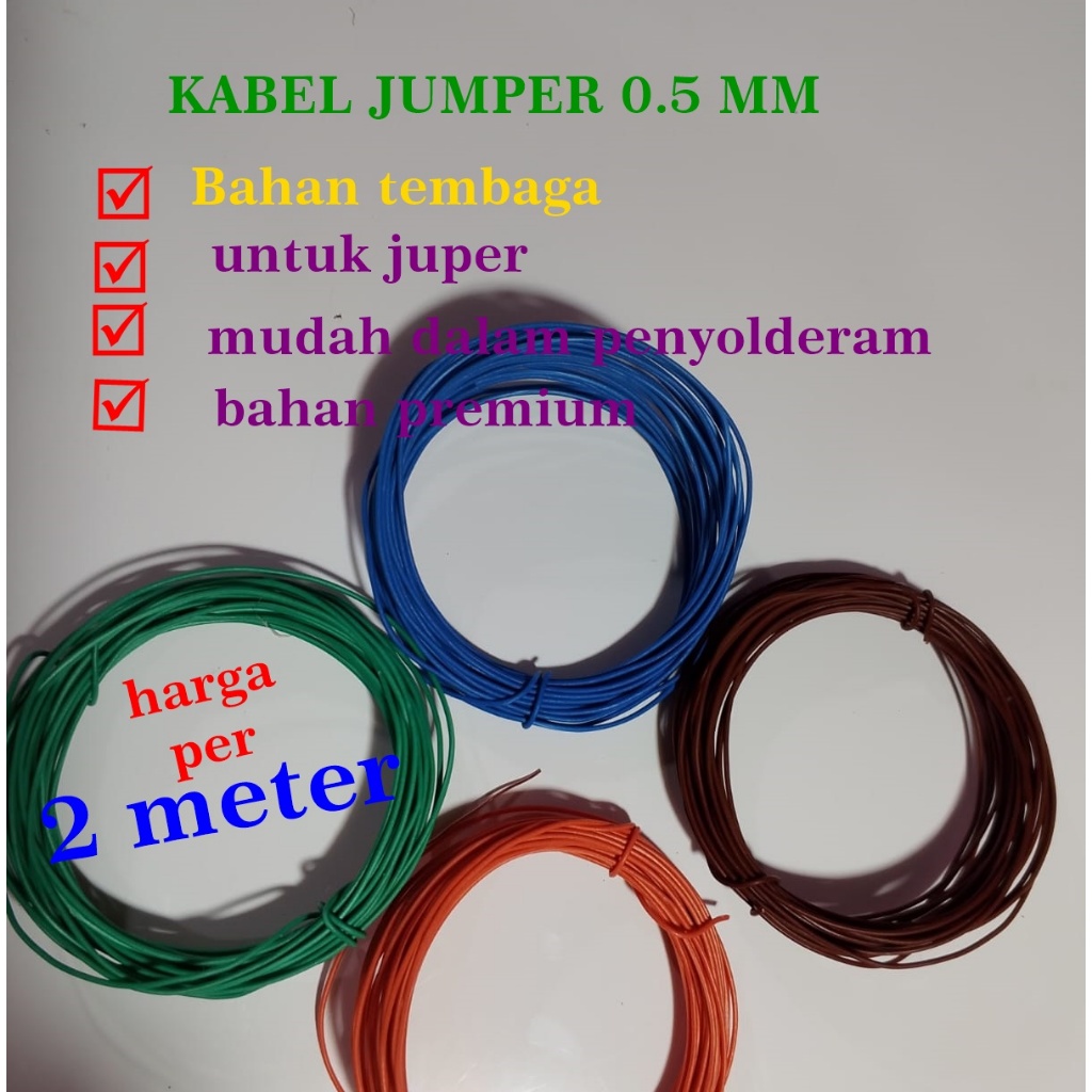 kabel tunggal kabel jumper harga per 2 meter bahan tembaga premium beardboad PCB warna paling murah