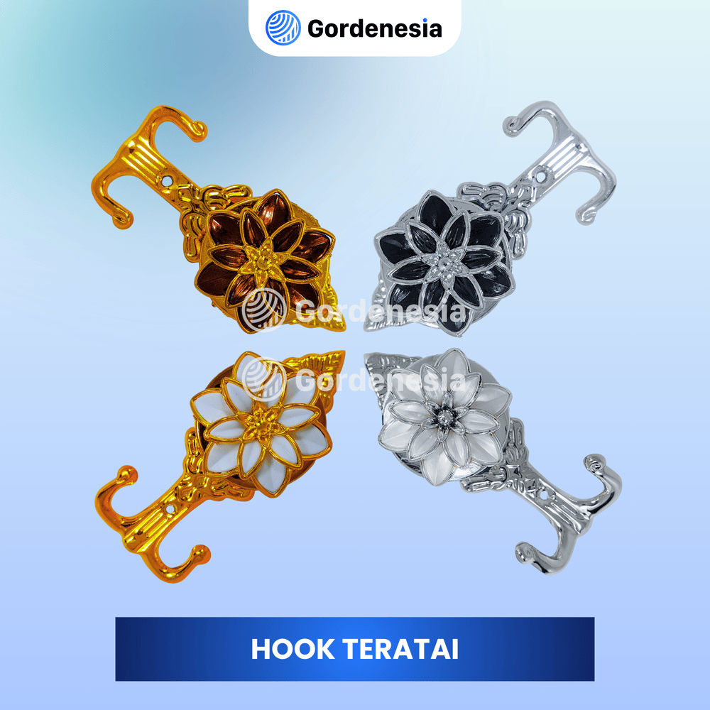 Hook Gorden Teratai - Pengait Tali Gorden / Cantolan Gorden Modern untuk Rumah Minimalis