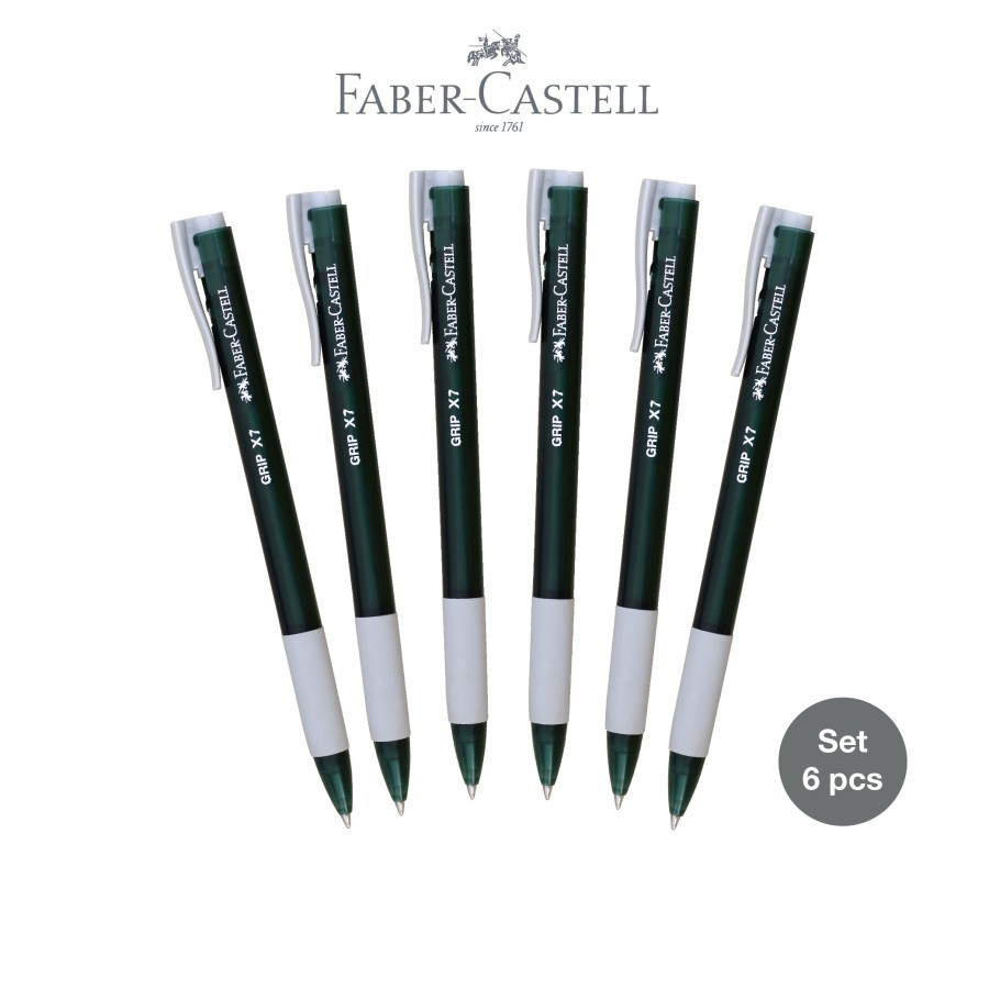 

Pulpen Faber Castell 0,7 mm Grip X Green Pantone Black Ink Isi 6 Buah