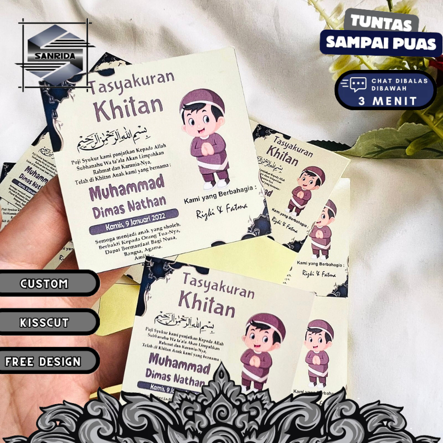 

9-15 Stiker Walimatul Khitan Sunatan Free Desain Zennida Sticker Kotak Chromo Tasyakuran Khitanan