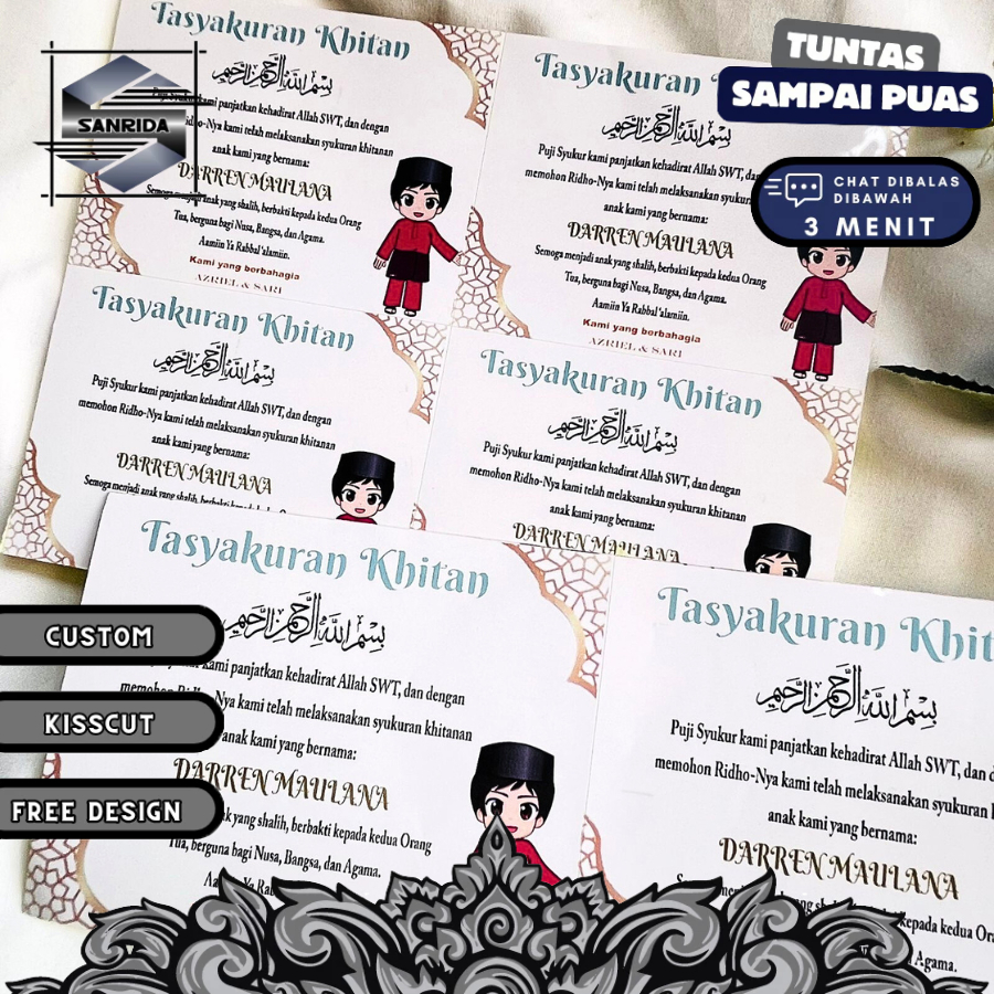 

Sticker Persegi Tasyakuran Khitanan Stiker Syukuran Walimatul Khitan Sunatan Free Desain Custom
