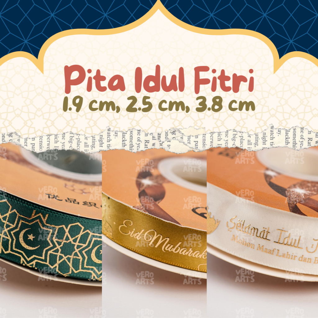 

1 Yard - Pita Satin Idul Fitri Tulisan | Pita Lebaran Hampers