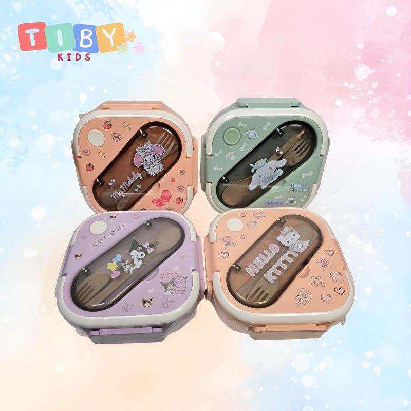 KM09 / Kotak Makan Plastik Sekat 3 / Kotak Makan Karakter (TERMURAH) / Kotak Makan Sanrio / Kotak Ma
