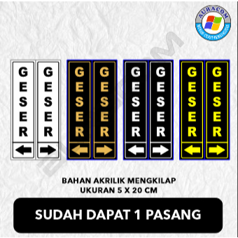 

Plat acrylic tulisan geser kanan atau geser kiri, sign label akrilik - C13