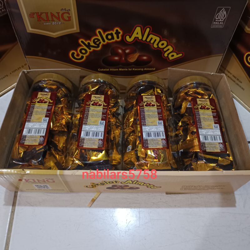 

D'King Cokelat Almond 1 Dus isi 4 toples