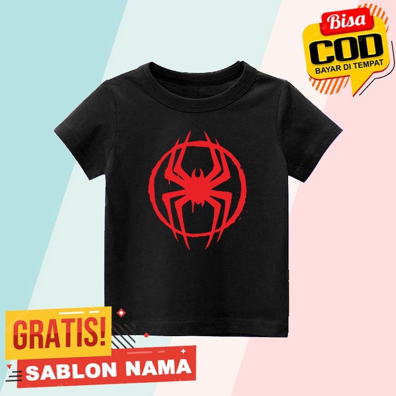 Baju Kaos Anak Miles Morales Spiderman / Kaos Anak Laki Laki & Perempuan Custom Nama Morales Spiderm