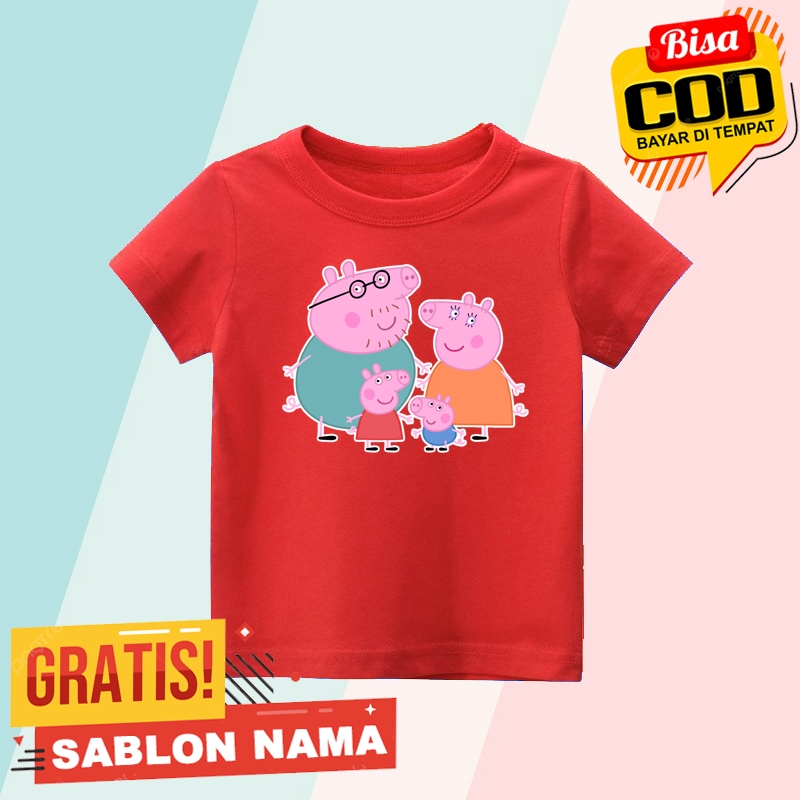 Baju Kaos Anak Peppa Pig / Kaos Anak Laki Laki & Perempuan Custom Nama Peppa Pig
