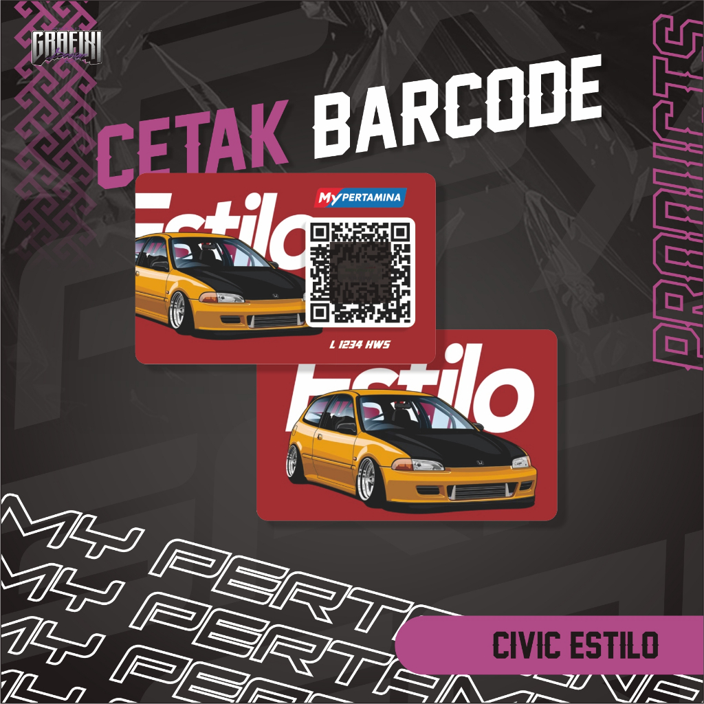 

CETAK BARCODE MY PERTAMINA KARTU PVC TEMA CIVIC ESTILO CUSTOM 2 SISI