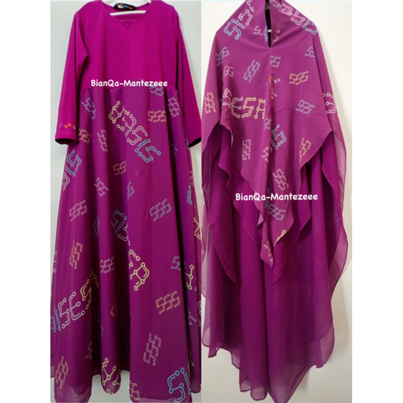 PL RARE‼️Sold Jgn Di CO VGC SET BERKHA Sisesa dress lengan +Khimar swaros ori sisesa~Original 100% (