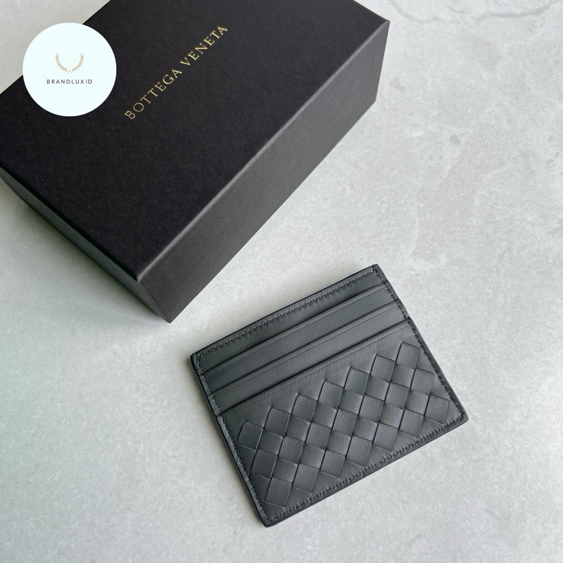 Bottega veneta intrecciato piccolo cardholder in grey 6cc+slot