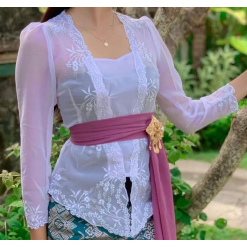 KEBAYA BORDIR JADI MOTIF PADI SILVER KEBAYA WANITA MURAH BUSANA ADAT BALI TERBARU KEKINIAN MODERN