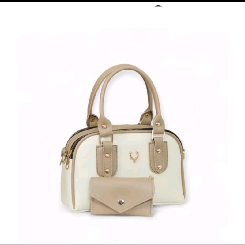 tas selempang wanita gratis dompet dua ruang miniso kekinian