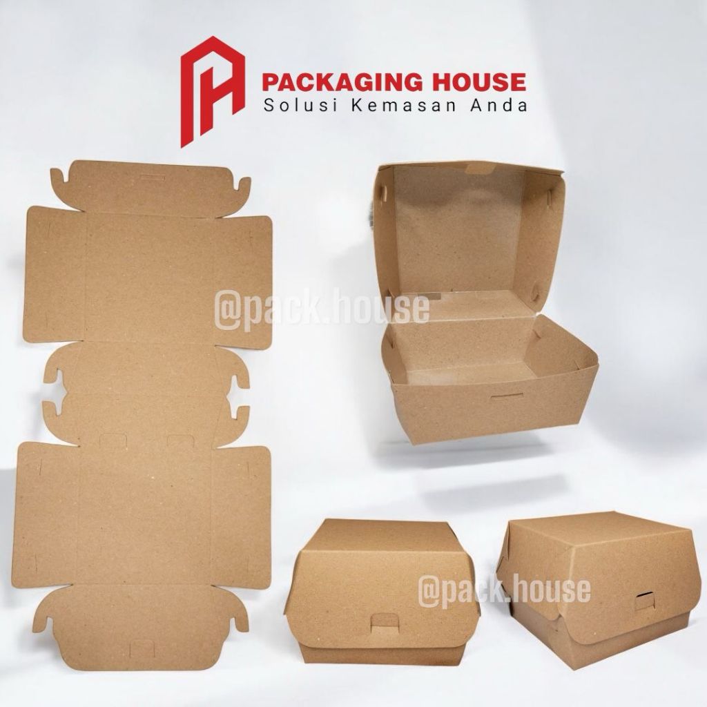 

Box Burger Kraft | 20 Pcs / Pack | Box Burger 10 x 10 x 8 | Kardus Burger | Kardus Roti |