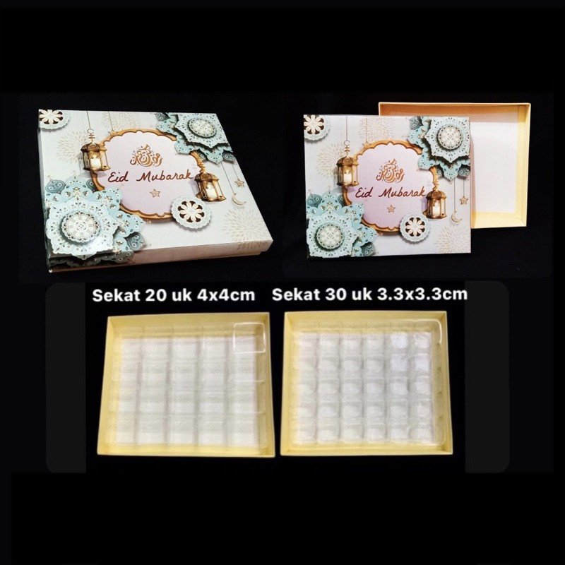 

3 Pcs Box Nastar Hijau Muda Idul Fitri sekat 20 Hampers Lebaran Permen Coklat