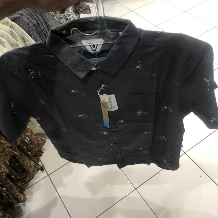 Kemeja pria vissla original stone rider eco short sleeve shirt gray