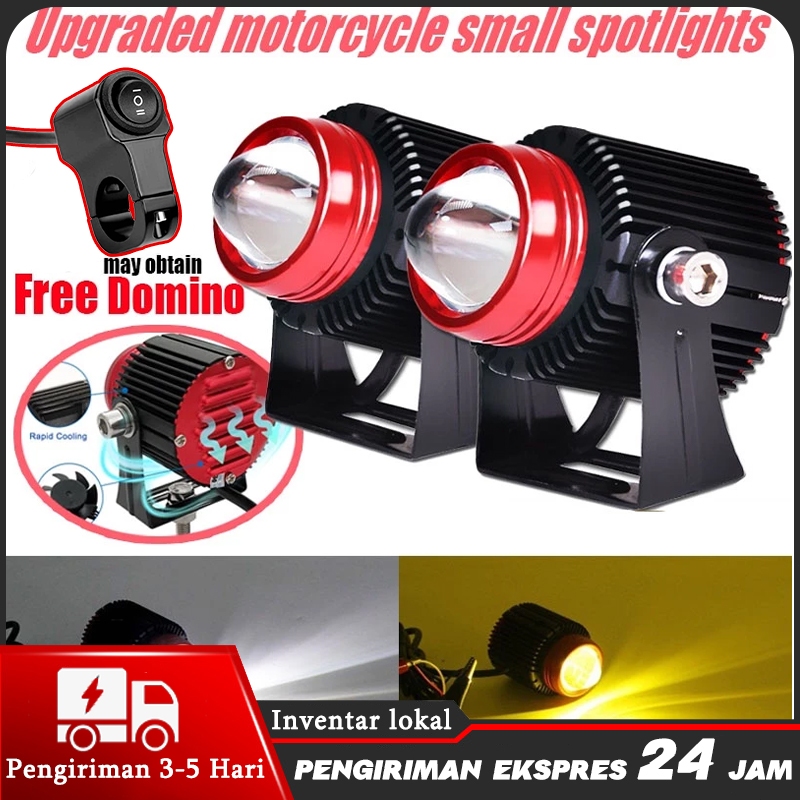 LAMPU SOROT MOTOR DAN MOBIL D2 V1 KIPAS DEVIL EYES SUPER TERANG ANTI AIR PREMIUM/ LAMPU SOROT D2 KIP