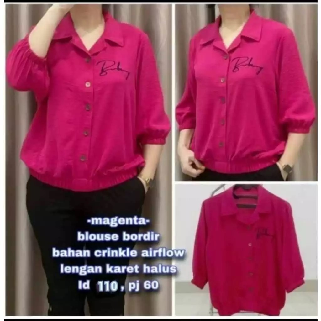 Blouse Wanita Tifany Crinkle Airflow Bordir Kemeja Wanita Korean Style Kemeja Cringkel Kerut Bawah