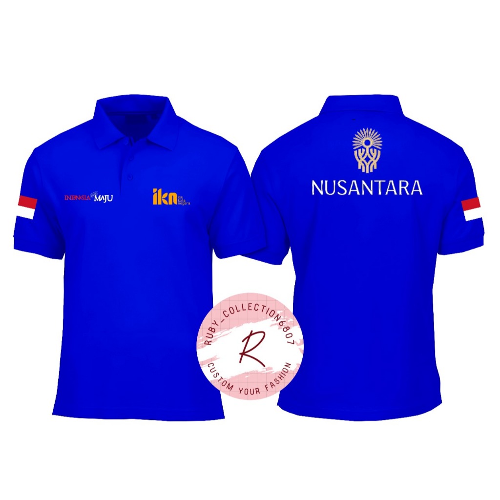 KAOS POLO SHIRT IKN NUSANTARA, KAOS MODEL POLO KERAH CUSTOM SATUAN, Sablon dtf premium buat kaos den