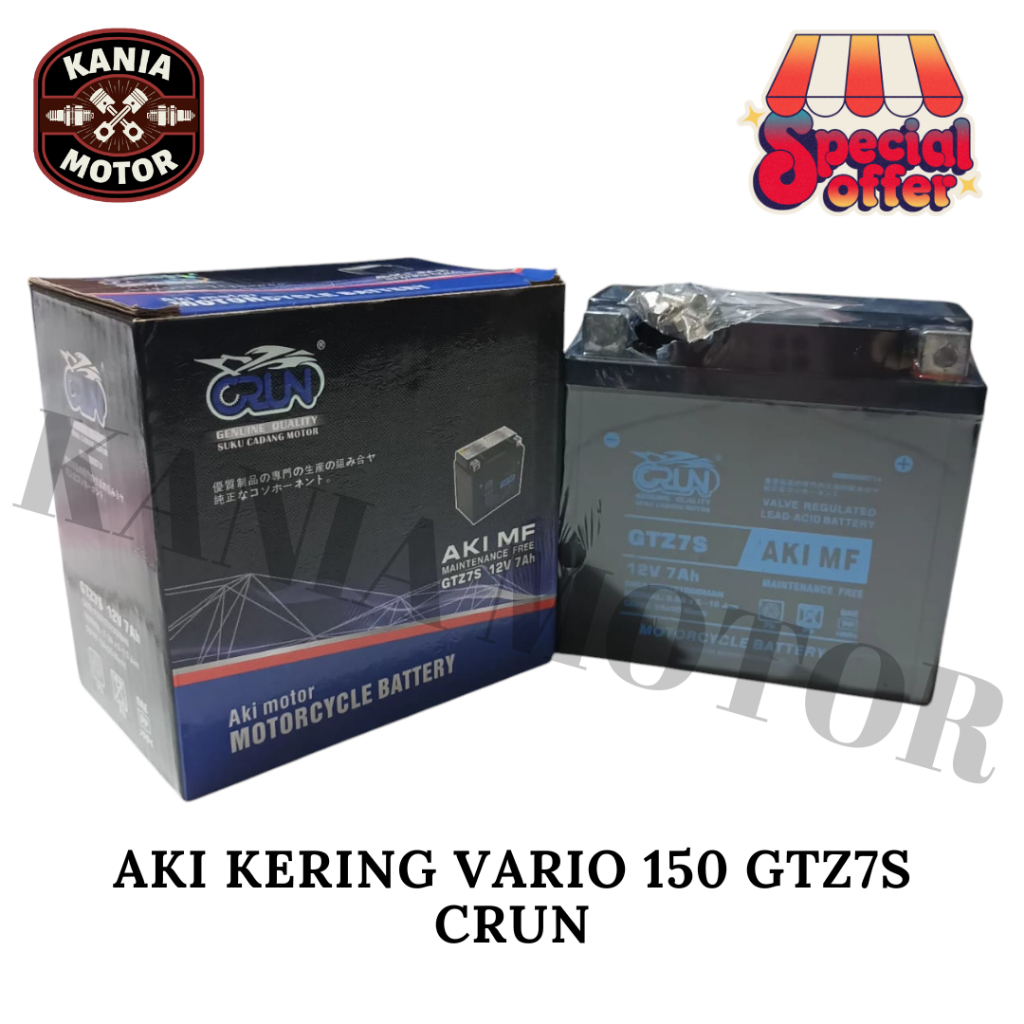 AKI KERING MOTOR HONDA VARIO 125 VARIO 150 GTZ7S MERK CRUN KUALITAS TERBAIK