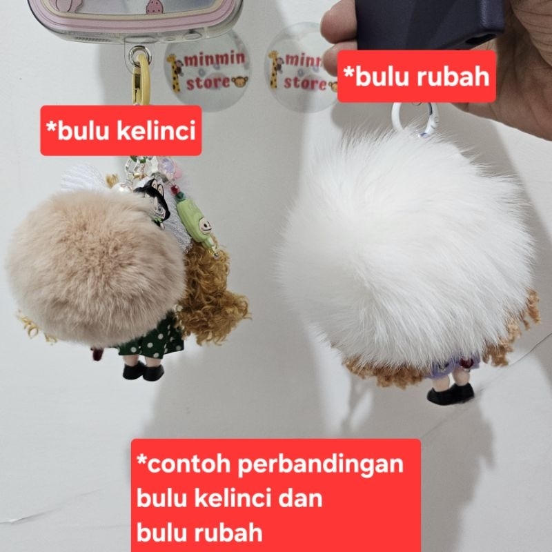 Bola Bulu Kelinci Asli / Bulu Rubah