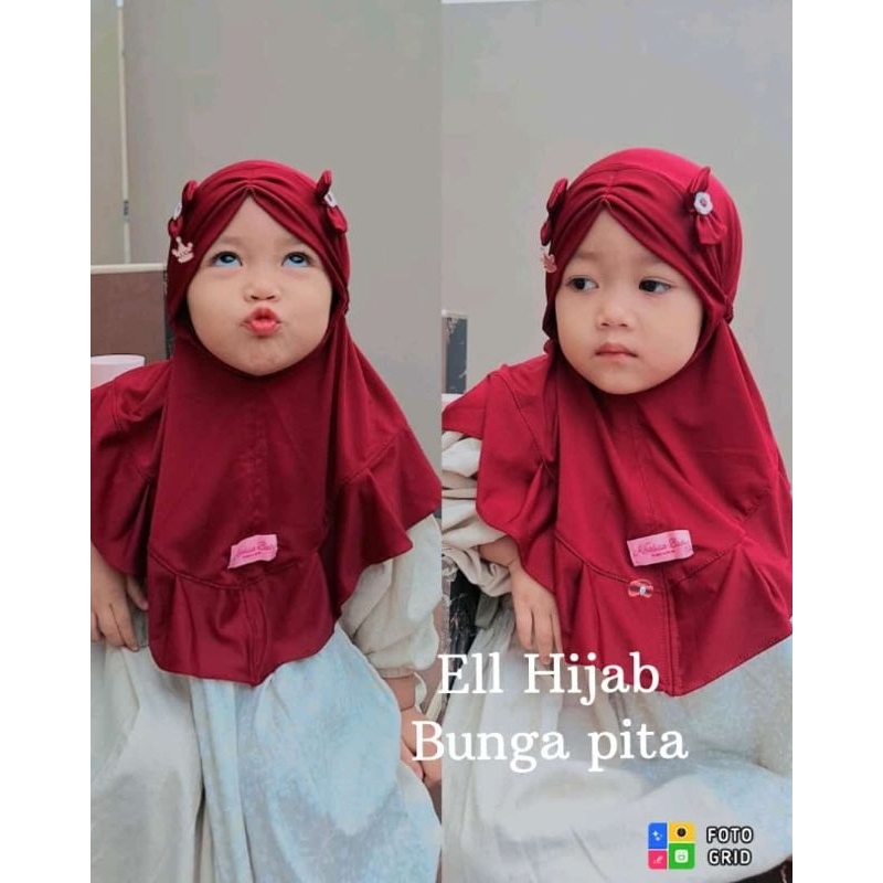 Hijab anak bayi bunga pita ell hijab