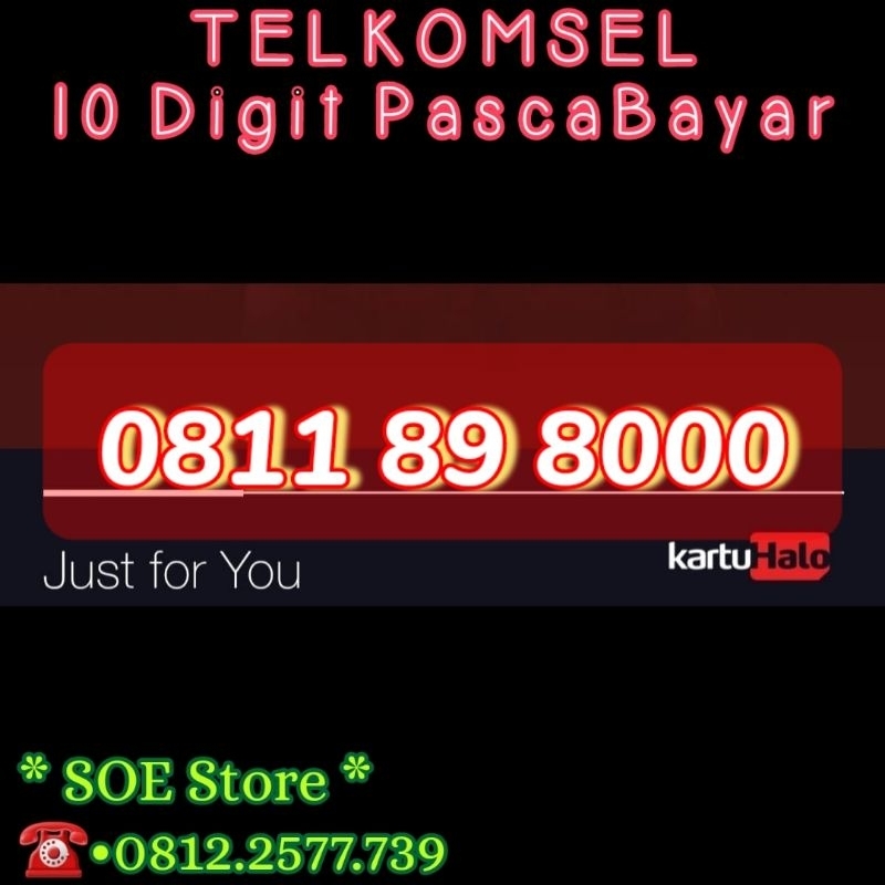 Kartu Halo 10 Digit - Nomor Cantik Kartu Perdana - Telkomsel Pascabayar - 811898000 - 8118 - 898 - 0