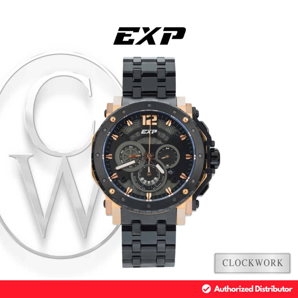 Jam Tangan Pria Expedition EXP Chronograph E 6402 BCBBRBA Rantai Sporty Hitam Rosegold