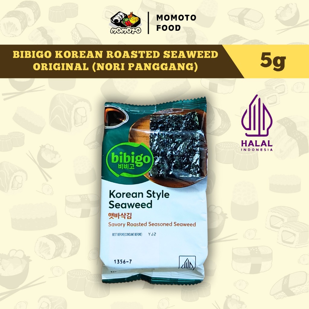 

Bibigo Nori Panggang Asli Korea Halal Gim Roasted Seaweed Rumput Laut 5 gram