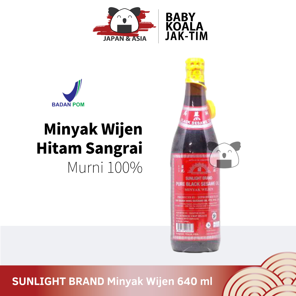 

SUNLIGHT BRAND Minyak Wijen Hitam Murni 100% 640 ml Halal │ Pure Black Sesame Oil Import - Jaktim