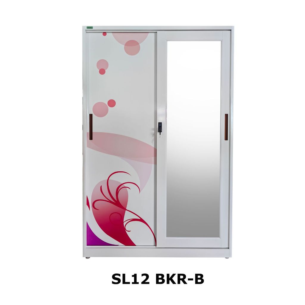 Lemari Pakaian Besi 2 Pintu Sliding Lemari Pakaian Besi Pintu Geser Gantungan Tinggi BKRB