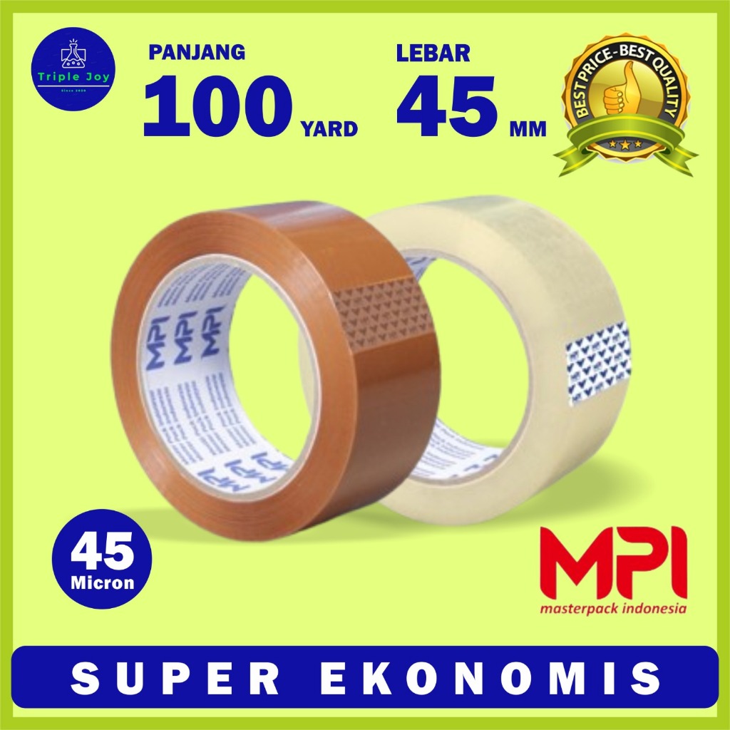 

Lakban MPI Bening / Coklat 2 inch 45mm x 100 Yard MPI 45mmx100 yard