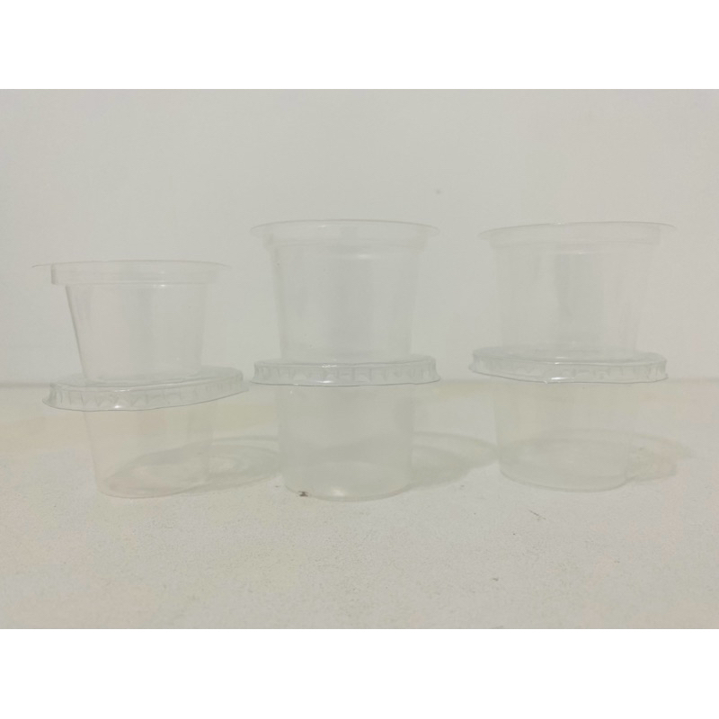 Gelas Plastik Cup + Tutup Gelas Agar Agar Pudding / Gelas Plastik Ice Cream 50ml 60ml 65ml Isi 50pcs