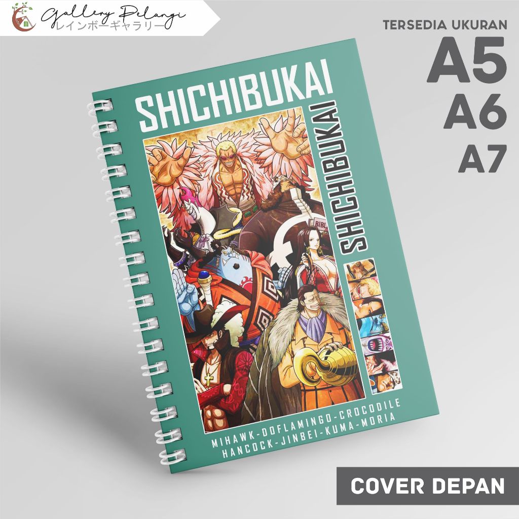 

Notebook Spiral A5 A6 A7 Japan Anime One Piece Shichibukai Mihawk Doflamingo Crocodile Hancock Jinbei Kuma Moria