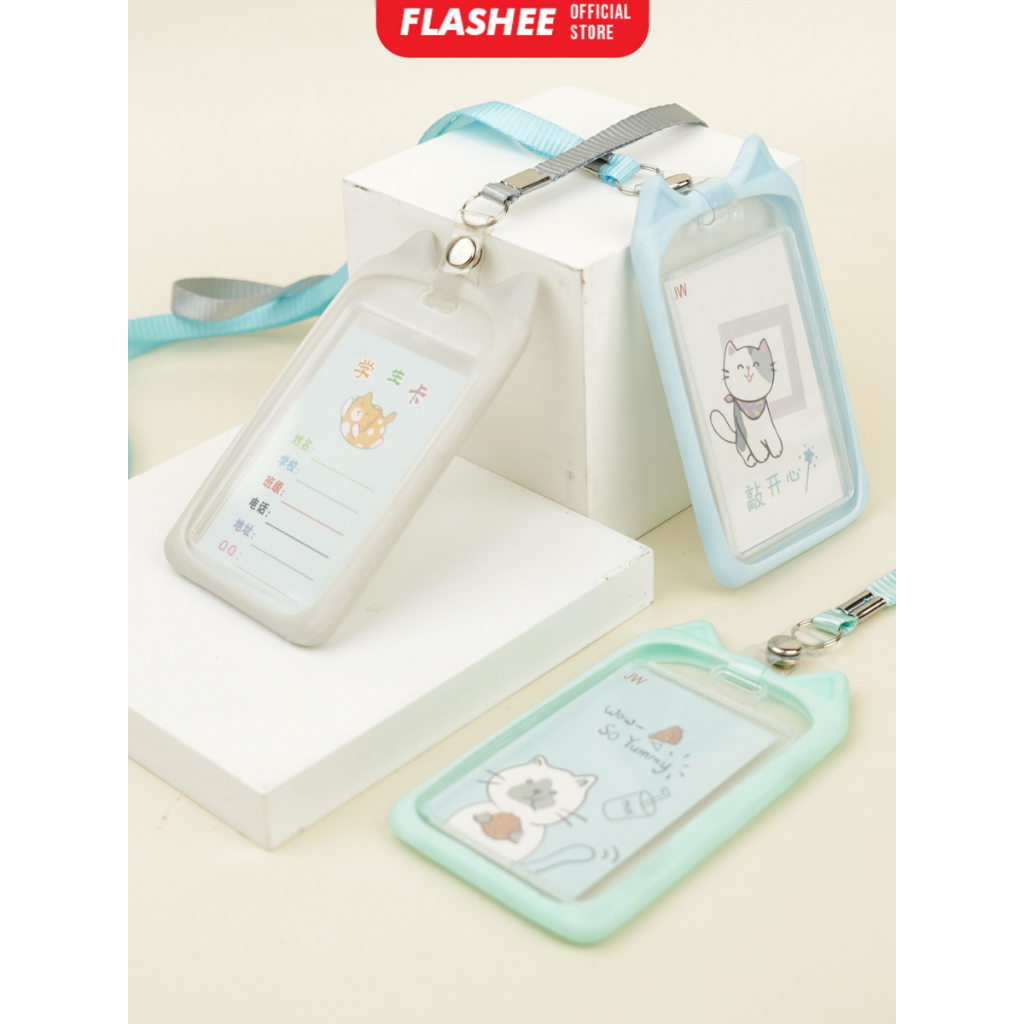 

Flashee Lanyard ID Card Motif Kawai Kucing Lucu Flashee ID Card Akses MRT Busway E-Money Flazz