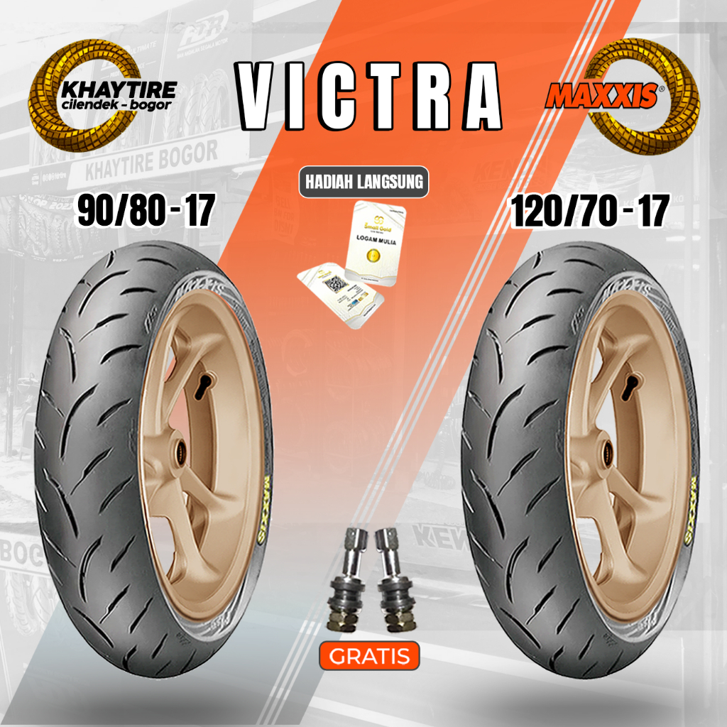 Sepasang Sport-Supermoto MAXXIS VICTRA 90/80 & 120/70 Ring 17 Tubeless