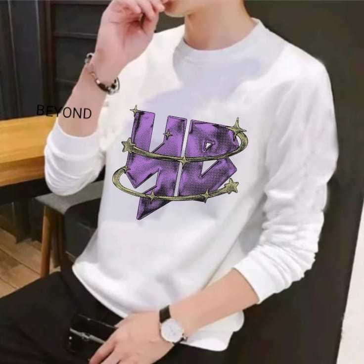 Kaos Atasan Pria Dewasa Lengan Panjang Motif YB Kekinian Kaos Long Sleeve Crewneck Pria Sablon Cetak