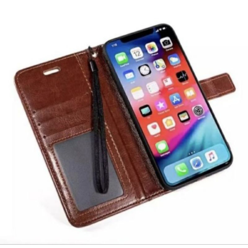 CASE REALME 3 REALME 3 PRO CASING LEATHER COVER MODEL DOMPET BAHAN KULIT PREMIUM