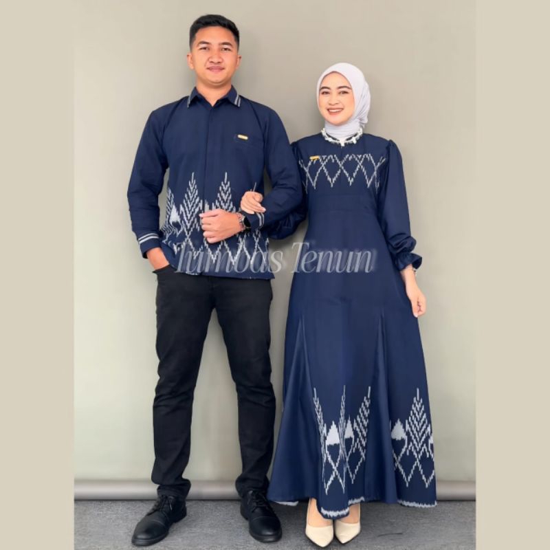 kinanti couple tenun - baju gamis lebaran - gamis sarimbit