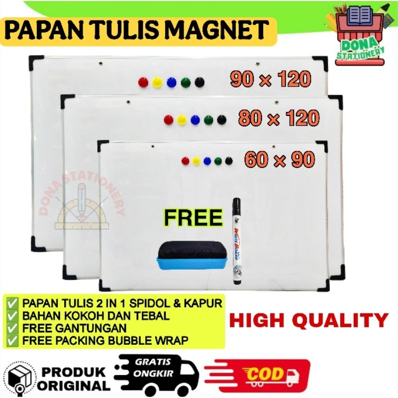 

PAKET LENGKAP PAPAN TULIS WHITEBOARD MAGNET 2 IN 1 SPIDOL DAN KAPUR | PAPAN TULIS MAGNET