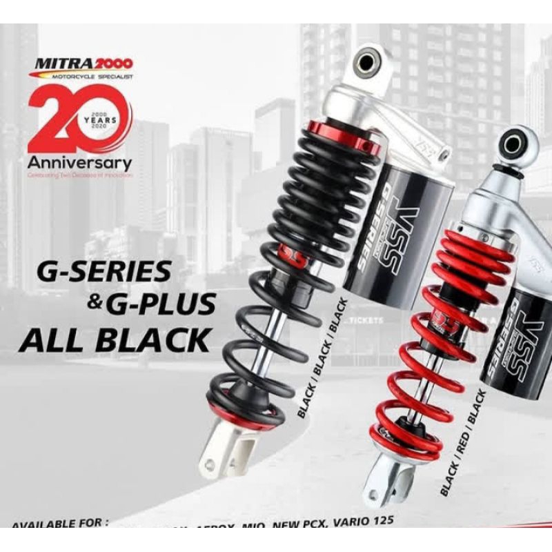 ORIGINAL YSS SINGLE SHOCK MIO / CLICK GOLD SERIES G-PLUS ( G PLUS ) BLACK / BLACK / GOLD ORIGINAL MU