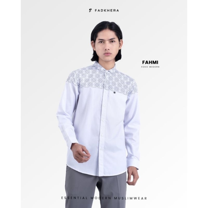 Koko Fadkhera Fahmi  Kemeja Koko Modern Baju Kemeja Pria Putih