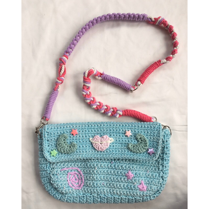 RETRO BAG CROCHET|TAS RAJUT MURAH|TAS RAJUT AESTETIC|BLUE BAG CROCHET|BEACH BAG|BAG CROCHET|TAS JALA
