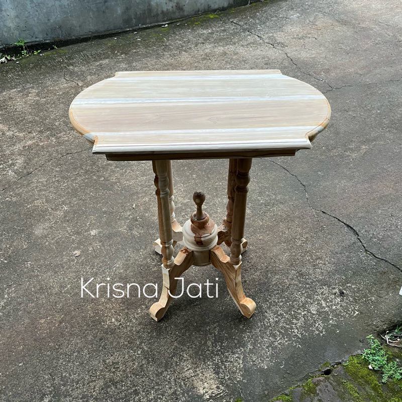 meja kopi jadul kaki bubut persegi kayu jati | READY STOCK