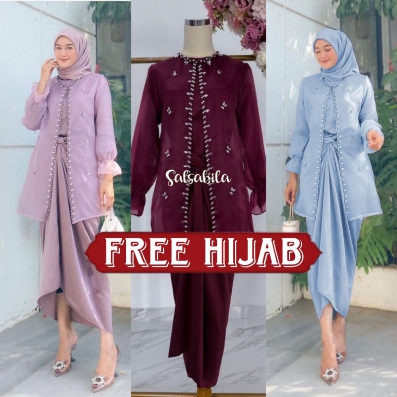 (ADA JUMBO) ONESET JEMMA ORGANZA PREMIUM OUTFIT KONDANGAN SETELAN ROK LILIT | SETELAN OUTER INNER RO