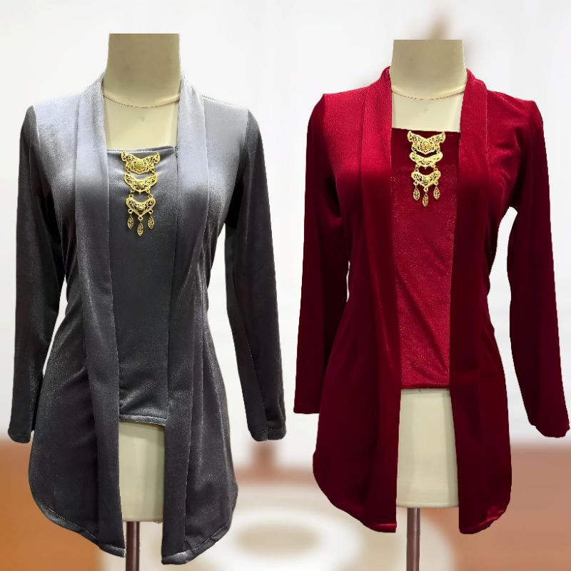Kebaya Kutubaru Bludru Lengan Panjang / Atasan Baju Kebaya Tradisional / Kebaya Kartini Busui Kancin